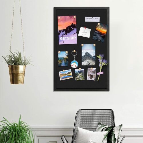 Emfogo Large Bulletin Board, 36 "x 24" Black Cork Boards for Walls with Frame, Pin Display Board Vision Board for Home School Office Decor