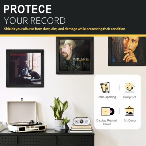 Emfogo Vinyl Record Frame for the Wall, Vinyl Record Display Frame, Album Frames for 12x12 Inch LP Album Cover