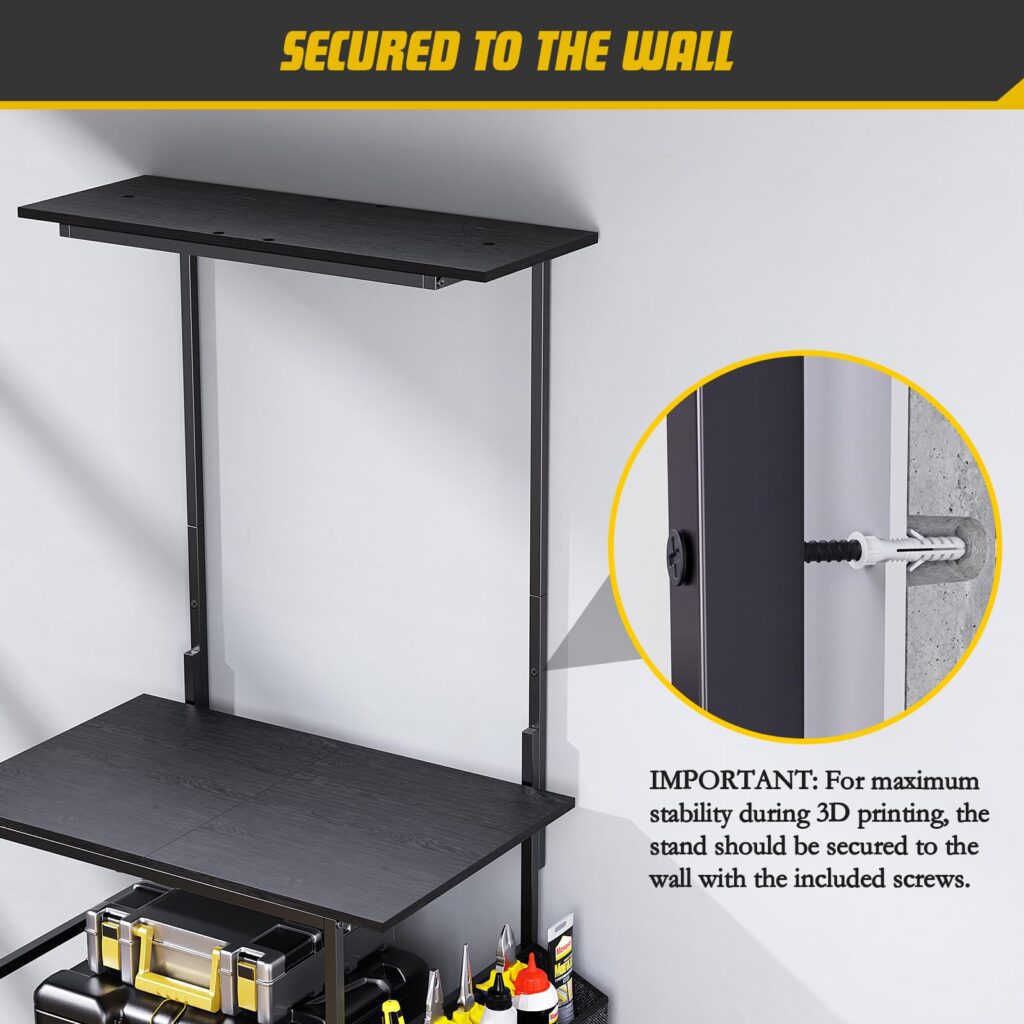 Emfogo 3D Printer Stand with Filament Storage, 5 Tier 3D Printer Table with Storage Bag, 3D Printing Desk Wall Anchorage for Home Office Workshop Studio