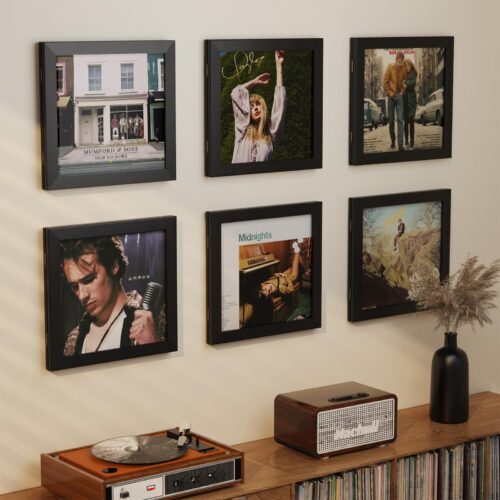 Emfogo 4 Pack Vinyl Record Frame for the Wall, Wall-Mounted Vinyl Record Display Frame, Album Frames for 12x12 Inch LP Album Cover