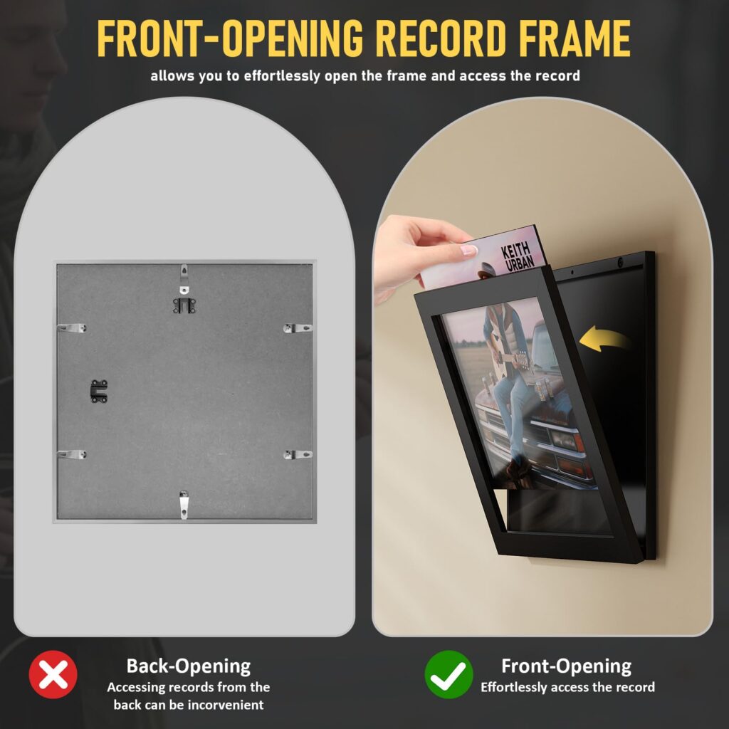 Emfogo Vinyl Record Frame for the Wall, Vinyl Record Display Frame, Album Frames for 12x12 Inch LP Album Cover