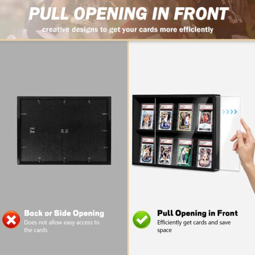 Emfogo Card Display Case, Trading Card Display Frame Wall Mount, Wooden Baseball Card Display Case with Clear View, Graded Sports Card Display for Trading Card Collection
