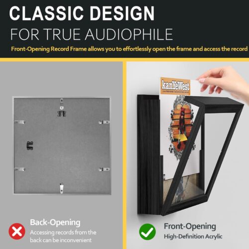 Emfogo 2 Pack Vinyl Record Frame, Album Frames for Display Up to 20 Records, Vinyl Frame for 12x12 Inch LP Album Cover