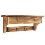 Emfogo Coat Hooks Mounted, Rustic Wood Coat Rack Mount Shelf with Hooks, Farmhouse Coat Rack with Shelf & Coat Hook for Entryway, Mudroom, Bedroom, Kitchen, Bathroom