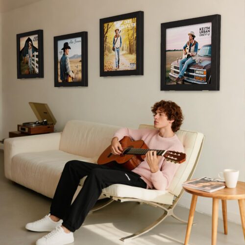 Emfogo Vinyl Record Frame for the Wall, Vinyl Record Display Frame, Album Frames for 12x12 Inch LP Album Cover