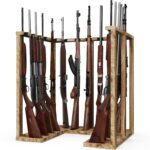 Emfogo Indoor Gun Rack Corner Wood Heavy Gun Rack Rifle Stand Display Shotgun Organizer and Storage Racks Stable Support for 15 Guns