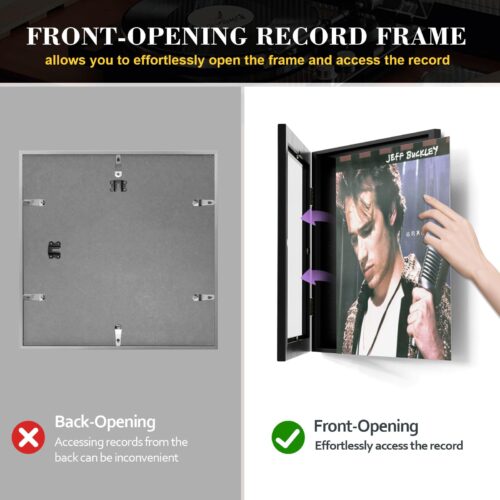Emfogo 4 Pack Vinyl Record Frame for the Wall, Wall-Mounted Vinyl Record Display Frame, Album Frames for 12x12 Inch LP Album Cover
