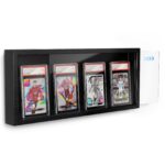 Emfogo Card Display Case, Trading Card Display Frame Wall Mount, Wooden Baseball Card Display Case with Clear View, Graded Sports Card Display for Trading Card Collection