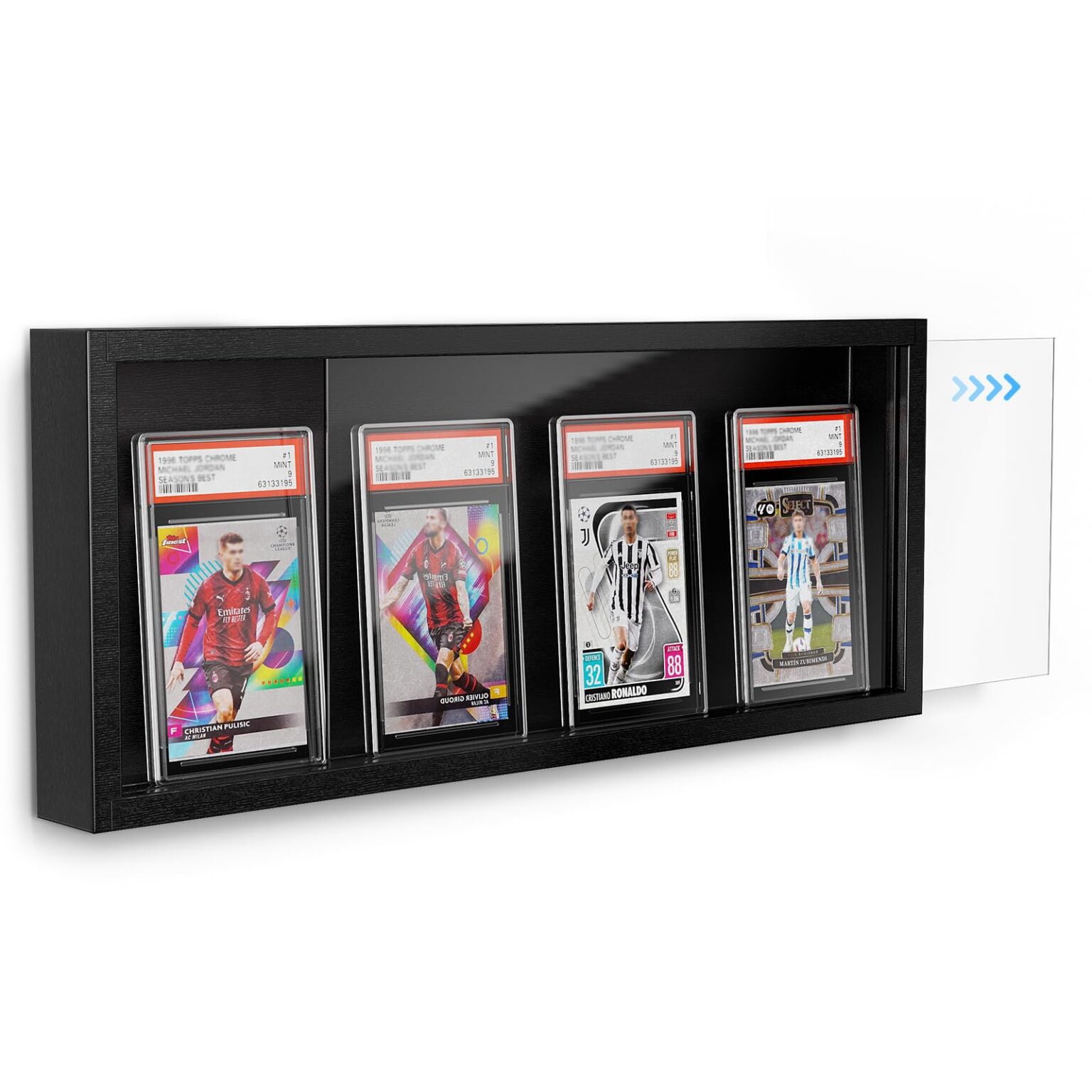 Emfogo Card Display Case, Trading Card Display Frame Wall Mount, Wooden Baseball Card Display Case with Clear View, Graded Sports Card Display for Trading Card Collection