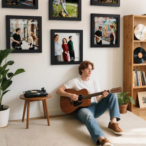 Emfogo Vinyl Record Frame for the Wall, Vinyl Record Display Frame, Album Frames for 12x12 Inch LP Album Cover