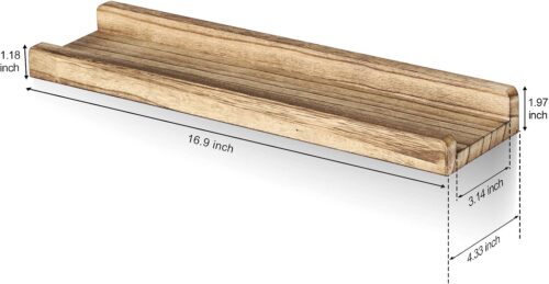 Emfogo Floating Shelves for Wall, 16.9 inch Wood Wall Shelves with Ledge, Floating Shelf Picture Ledge Set of 3 for Living Room Bedroom Kitchen Display and Storage