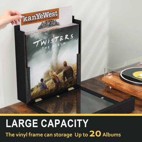 Emfogo 2 Pack Vinyl Record Frame, Album Frames for Display Up to 20 Records, Vinyl Frame for 12x12 Inch LP Album Cover
