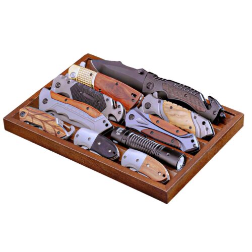 Emfogo Large Pocket Knife Display, EDC Tray Fits Pocket Knives & EDC Flashlight