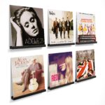 Emfogo Vinyl Record Shelf Wall Mount, 6 Pack Album Record Holder Wall, 12 inch Vinyl Record Storage Shelves Wall, Wood Record Display for Living Room