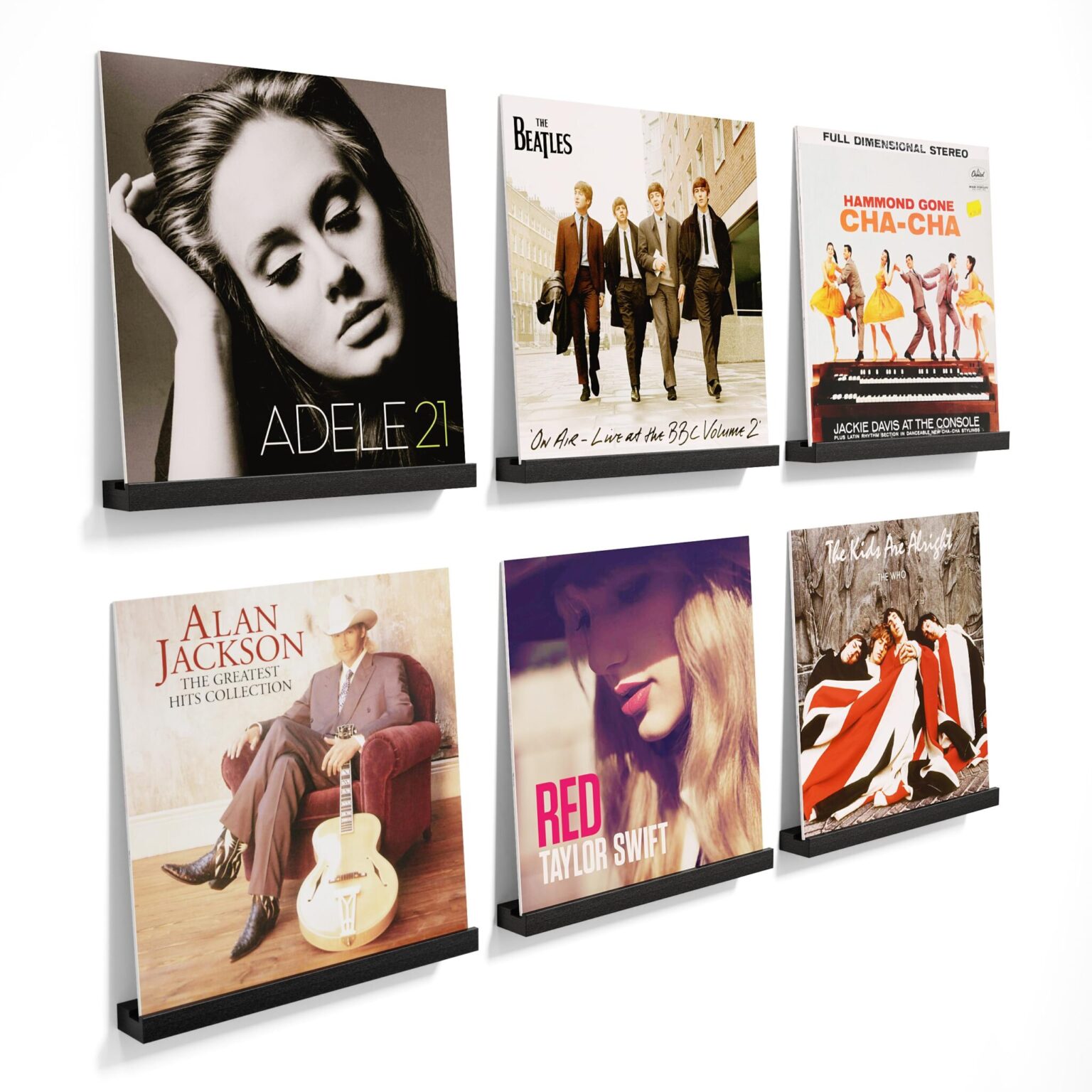 Emfogo Vinyl Record Shelf Wall Mount, 6 Pack Album Record Holder Wall, 12 inch Vinyl Record Storage Shelves Wall, Wood Record Display for Living Room