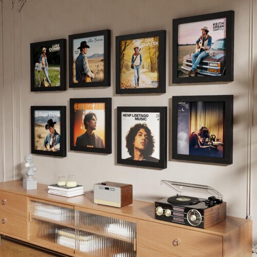 Emfogo Vinyl Record Frame for the Wall, Vinyl Record Display Frame, Album Frames for 12x12 Inch LP Album Cover
