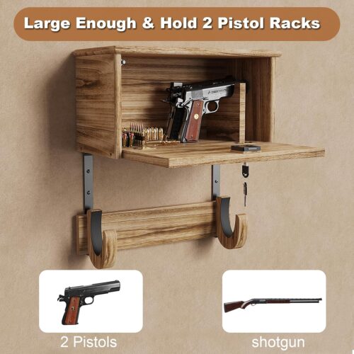 Emfogo Gun Rack Wall Mount Hold Up Displays,Horizontal Gun Racks for Wall, Shotgun Holder, Rifle Wall Mount,Gun Hardwood Hanger, brown