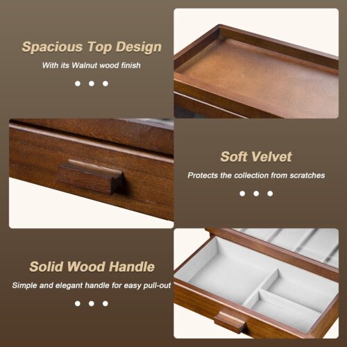 Emfogo Pocket Knife Display Case for 25 Knives, Large Wooden knife Cases for Collections, Vertical Knife Storage Case with Acrylic transparent panel for Men Gifts