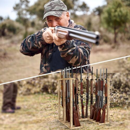 Emfogo Indoor Gun Rack Corner Wood Heavy Gun Rack Rifle Stand Display Shotgun Organizer and Storage Racks Stable Support for 15 Guns