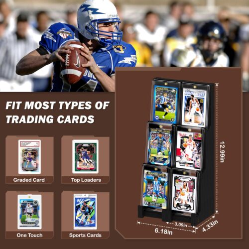 Emfogo Card Display Stand 2 Pack, Wooden 3 Tier Sports Graded Card Display