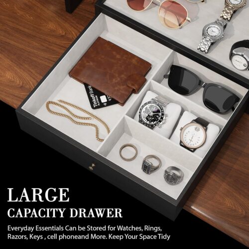 Emfogo Cologne Organizer for Men, Large-Capacit Perfume Organizer for Men with 2-in-1 Design, 3-tier Cologne Stand, Wood Perfume Holders, Cologne Storage Display with Spacious
