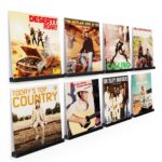 Emfogo 8 Pack Vinyl Record Shelf Wall Mount, Record Holder Wall, 12 inch Album Vinyl Record Storage Shelves Wall, Wood Record Display for Living Room