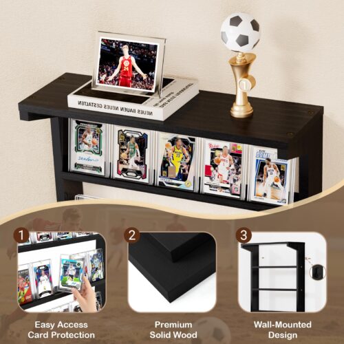 Emfogo 25 Trading Card Display for Wall, 5-Tier Sports Card Display Case