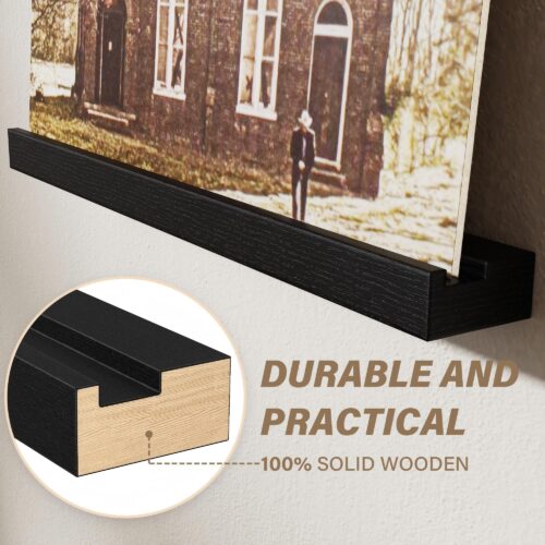 Emfogo Vinyl Record Shelf Wall Mount, 12 Pack Album Record Holder Wall, 12 inch Vinyl Record Storage Shelves Wall, Wood Record Display for Living Room
