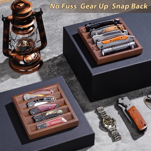 Emfogo Knife Display Case Knife Holder for Pocket Knife Case Storage, Edc Tray Fits Edc Flashlight