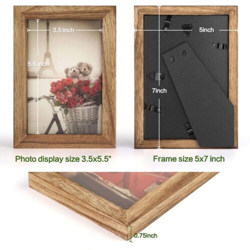 Emfogo 4x6 Picture Frames Photo Display for Tabletop Display Wall Mount Solid Wood High Definition Glass Photo Frame Pack of 2