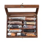 Emfogo Wooden Knife Display Case, Pocket Knife Organizer for Men's Collection & EDC Gear