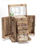 Emfogo Jewelry Boxes for Women, 5 Layer Large Wooden Jewelry Organizer Box with Lock, Mirror & Drawers, Jewelry Boxes & Organizers for Necklaces Earrings Rings Bracelets