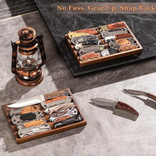 Emfogo Large Pocket Knife Display, EDC Tray Fits Pocket Knives & EDC Flashlight