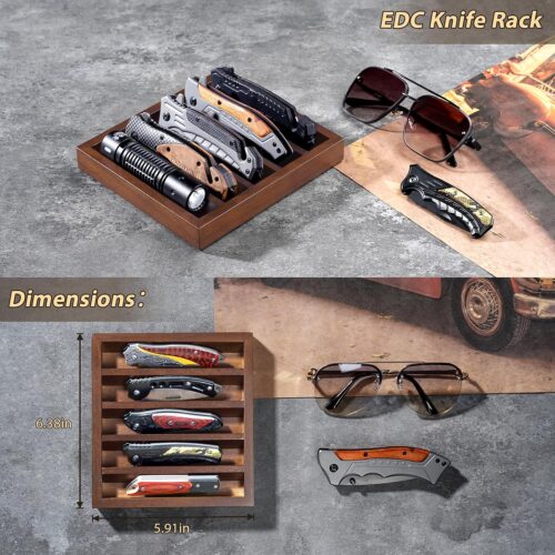 Emfogo Knife Display Case Knife Holder for Pocket Knife Case Storage, Edc Tray Fits Edc Flashlight
