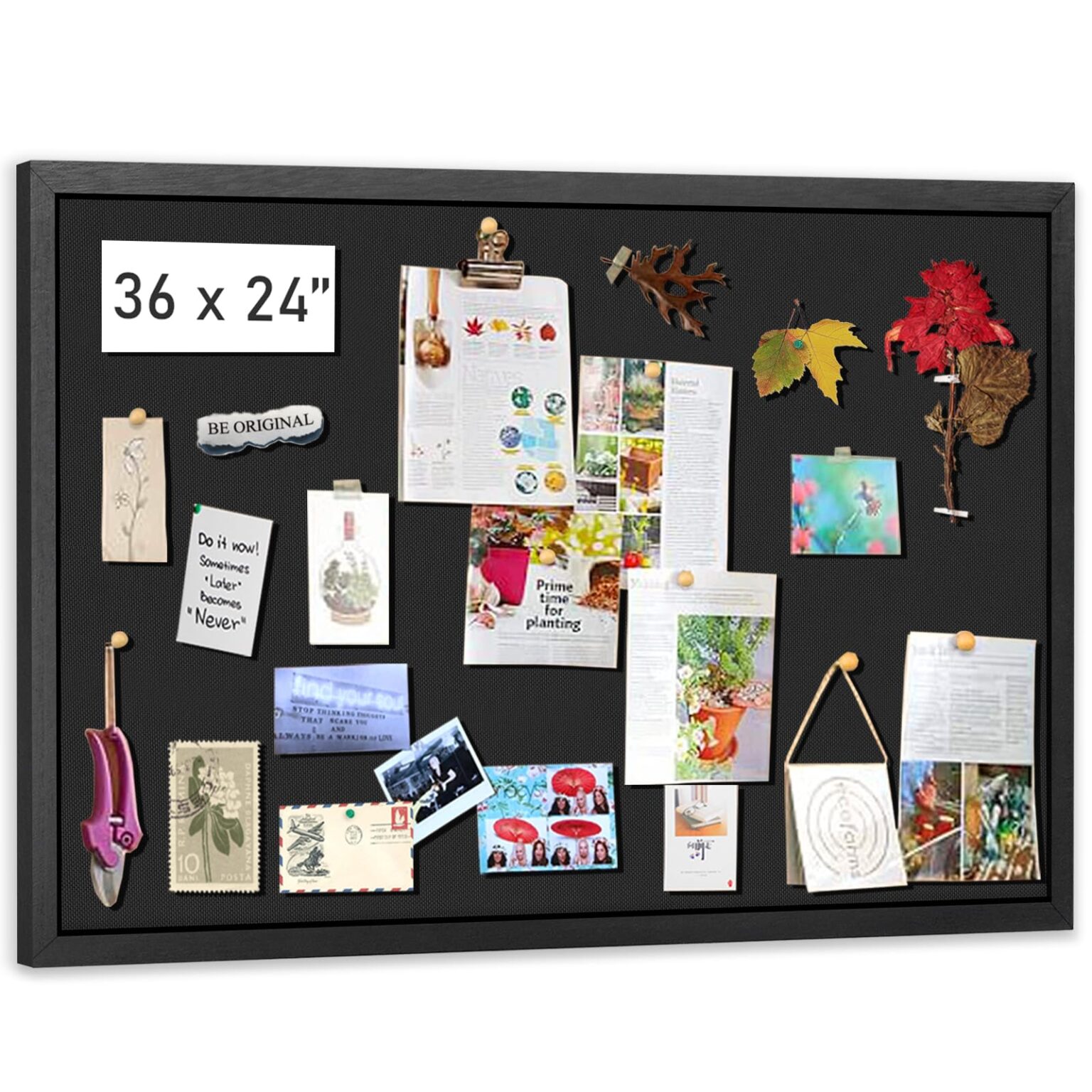 Emfogo Large Bulletin Board, 36 "x 24" Black Cork Boards for Walls with Frame, Pin Display Board Vision Board for Home School Office Decor