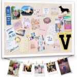 Emfogo Large Bulletin Board 23x18inch with Linen Rope Cork Boards Wall Decor Picture Framed Display Board Hanging Pin Board Vision Board Bulletin Cork Board for School Office Room 