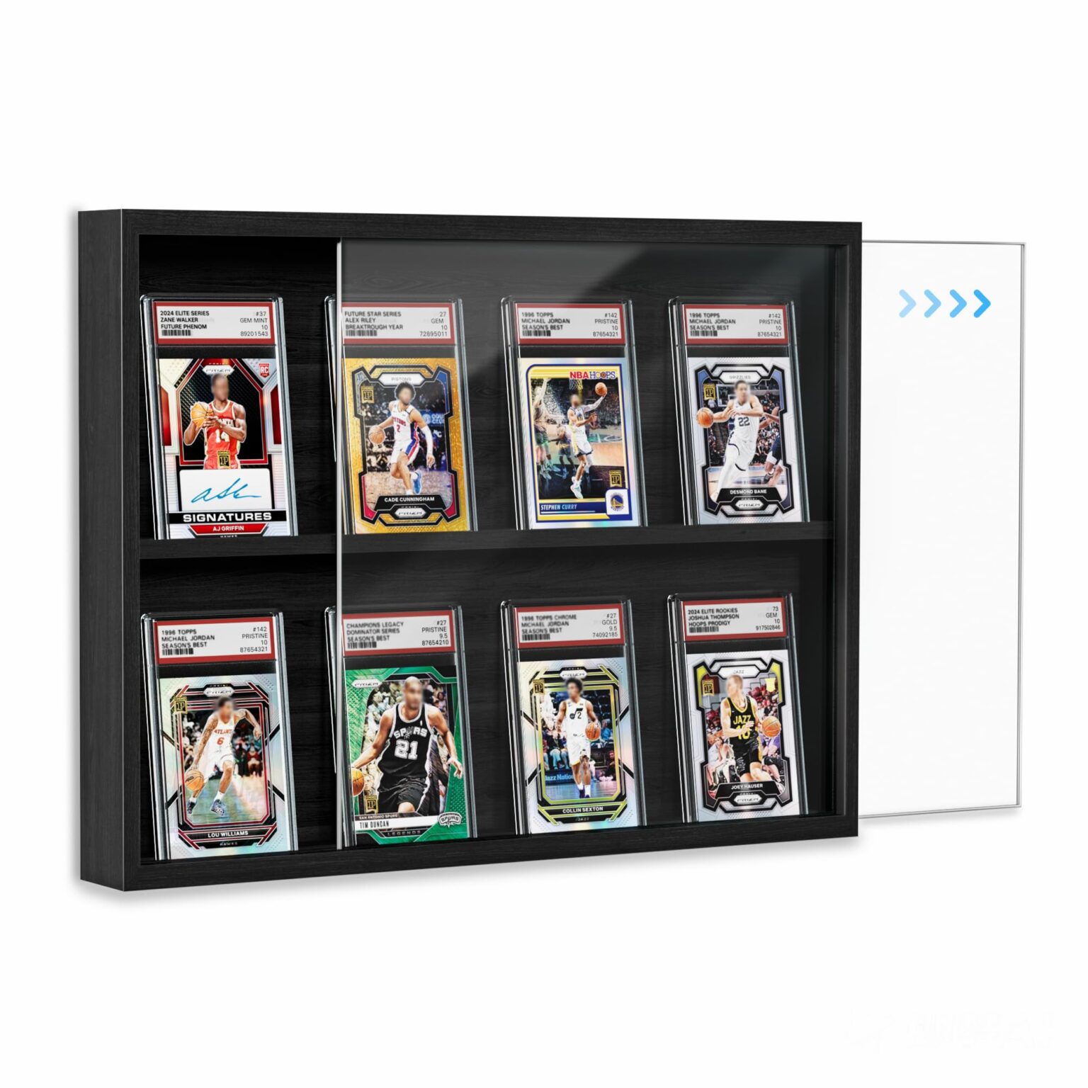 Emfogo Card Display Case, Trading Card Display Frame Wall Mount, Wooden Baseball Card Display Case with Clear View, Graded Sports Card Display for Trading Card Collection