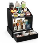 Emfogo Cologne Organizer for Men, Large-Capacit Perfume Organizer for Men with 2-in-1 Design, 3-tier Cologne Stand, Wood Perfume Holders, Cologne Storage Display with Spacious