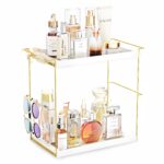 Emfogo Perfume Organizer for Women, 2 Tier Wooden and Metal Cologne Organizer for Men, Large Capacity Perfume Stand Holder Tray for Vanity Bathroom Countertop Organizers and