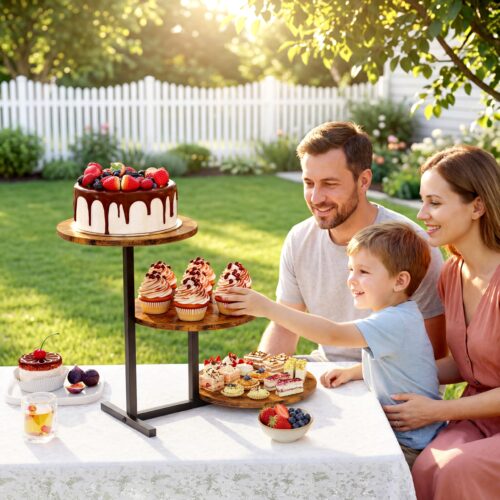 Emfogo 3 Tier Cupcake Tower Stand for 24 Cupcakes, Wooden Tiered Tray Stands, Display Cup Cake Dessert Tower for Party Afternoon Tea, Food Holder Stand for Baby Shower Wedding Birt