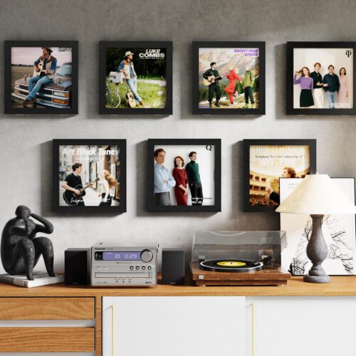 Emfogo Vinyl Record Frame for the Wall, Vinyl Record Display Frame, Album Frames for 12x12 Inch LP Album Cover