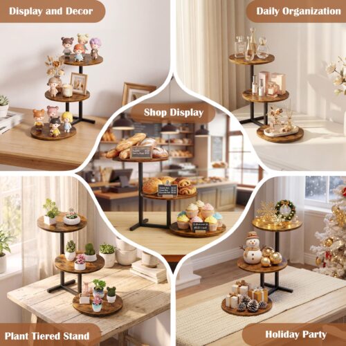 Emfogo 3 Tier Cupcake Tower Stand for 24 Cupcakes, Wooden Tiered Tray Stands, Display Cup Cake Dessert Tower for Party Afternoon Tea, Food Holder Stand for Baby Shower Wedding Birt
