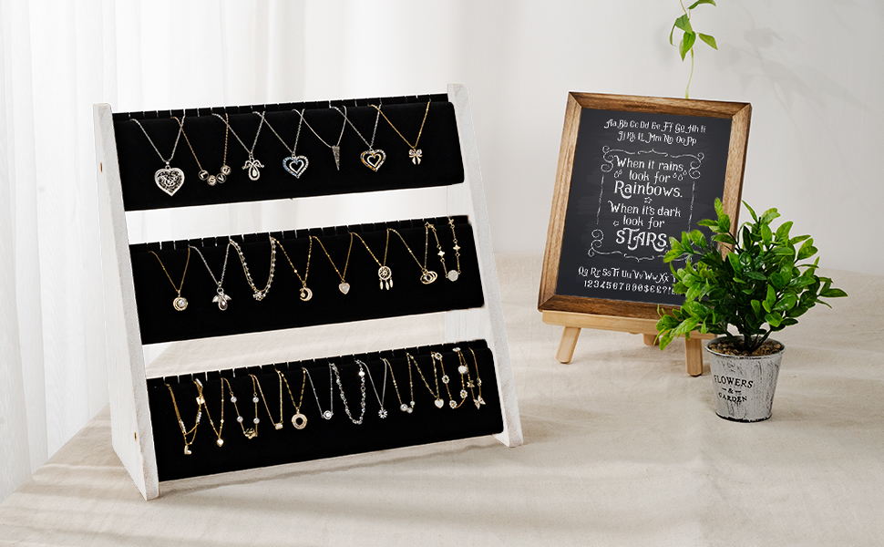 Emfogo Wooden Necklace Display Stand, Multi-Tier Jewelry Organizer product details