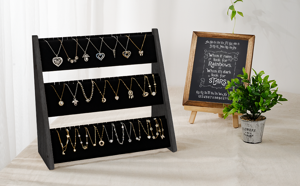 Emfogo Wooden Necklace Display Stand, Multi-Tier Jewelry Organizer product details