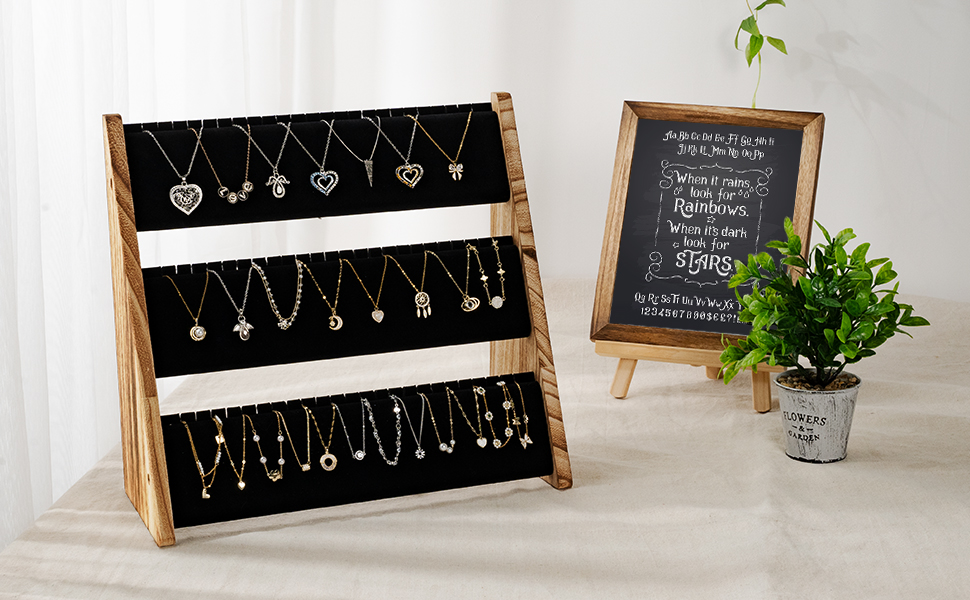 Emfogo Wooden Necklace Display Stand, Multi-Tier Jewelry Organizer product details