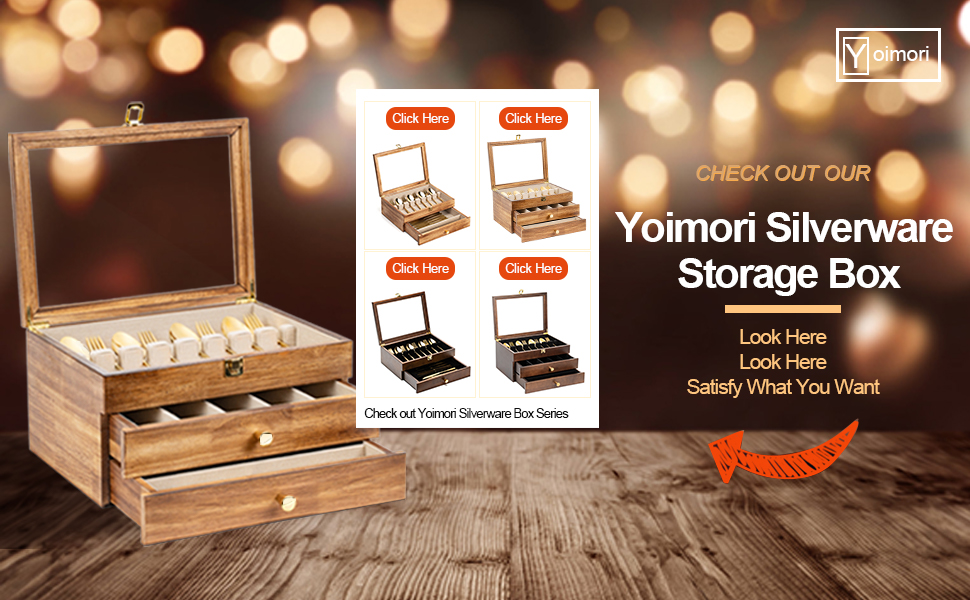 Emfogo Wooden Silverware Storage Box with Drawer, Flatware Organizer for Utensils product details