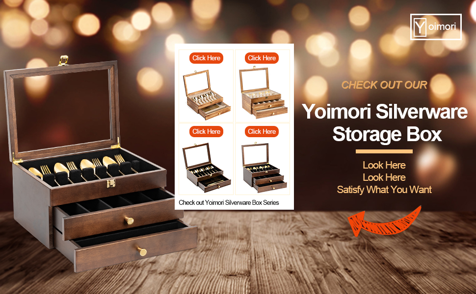 Emfogo Wooden Silverware Storage Box with Drawer, Flatware Organizer for Utensils product details