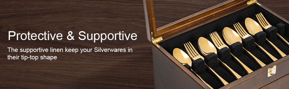 Emfogo Wooden Silverware Storage Box with Drawer, Flatware Organizer for Utensils product details