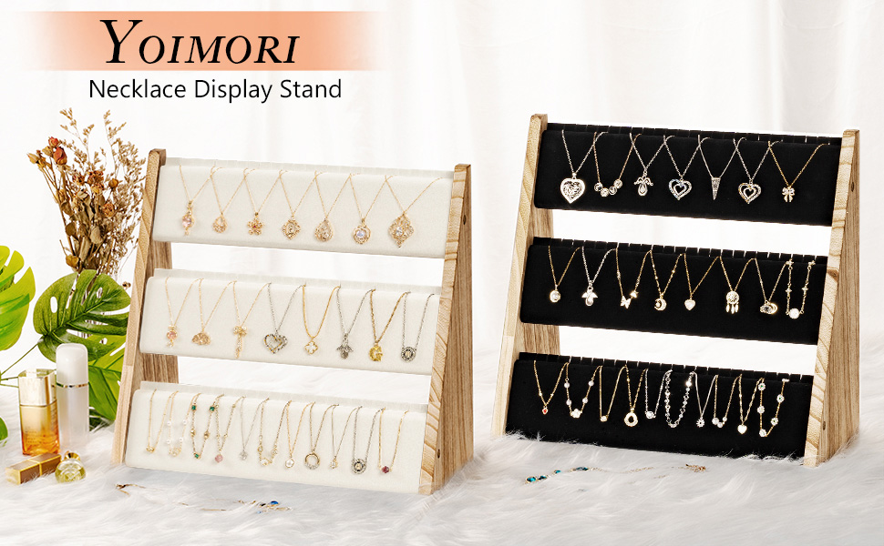 Emfogo Wooden Necklace Display Stand, Multi-Tier Jewelry Organizer product details