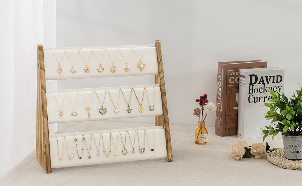 Emfogo Wooden Necklace Display Stand, Multi-Tier Jewelry Organizer product details